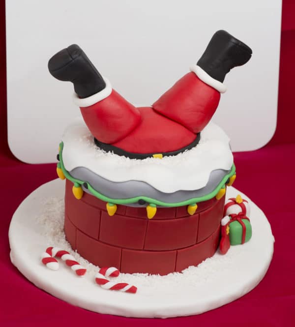 Santa in The Chimney Christmas custom cakes in Toronto