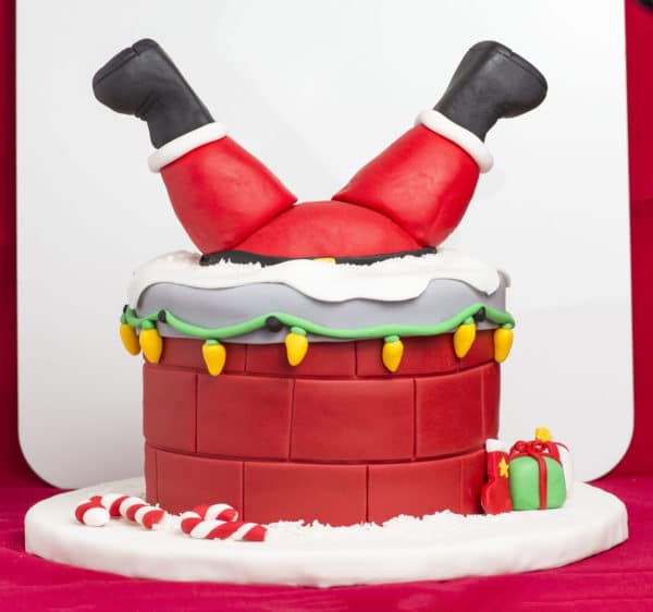 Santa In The Chimney Christmas Cake - custom cakes in Toronto